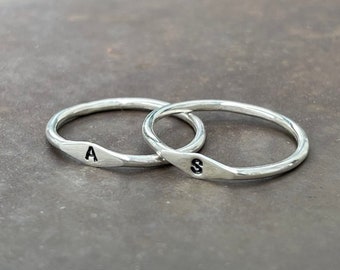 Sterling silver 925 ring with initials, silver letter ring, delicate silver initials ring, dainty ring, silver ring