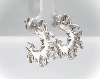 Silver Spiral Earrings, Punk Earrings, Silver chunky Earrings, Gothic Earrings, Edgy Earrings, Thorn earrings