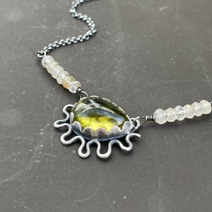 925 sterling silver rare citrine teardrop necklace, yellow stone necklace, one of a kind necklace, oxidised silver jewelry, pendant