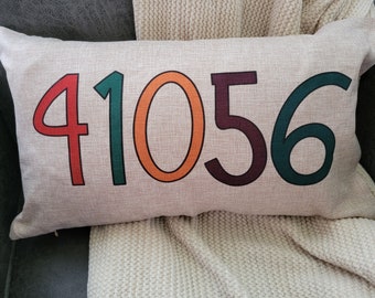 Personalized Zip Code Pillow - Home Town - Gift - Home Decor - 12 x 20 - Fall - Colorful - Real Estate - New House