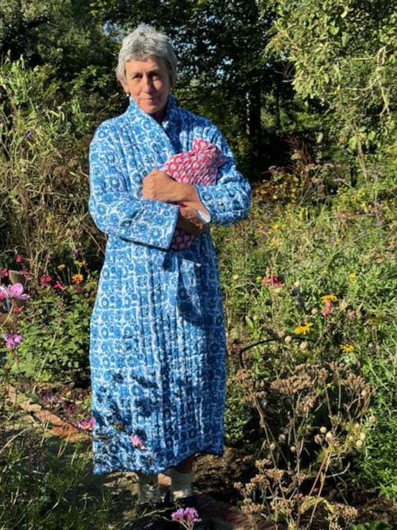 Quilted Dressing Gown/ Robe Hand Block Printed on Organic Cotton - Etsy