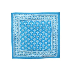 Pañuelos Chameli azules estampados a mano en algodón orgánico