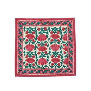 Pañuelos Red Lotus estampados a mano en algodón orgánico