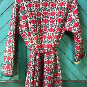 Quilted Dressing Gown/ Robe Hand Block Printed on Organic Cotton - Etsy