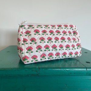 Pink Wash Bags Hand Block Printed on Organic Cotton