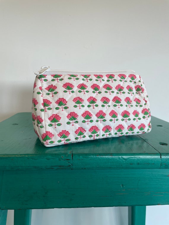 Pink Wash Bags Hand Block Printed on Organic Cotton