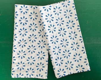 Blue Chukri Napkins Hand Block Printed on Organic Cotton