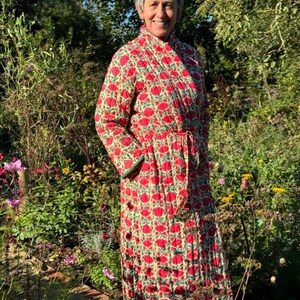 Gewatteerde kamerjas/badjas handblok gedrukt op biologisch katoen