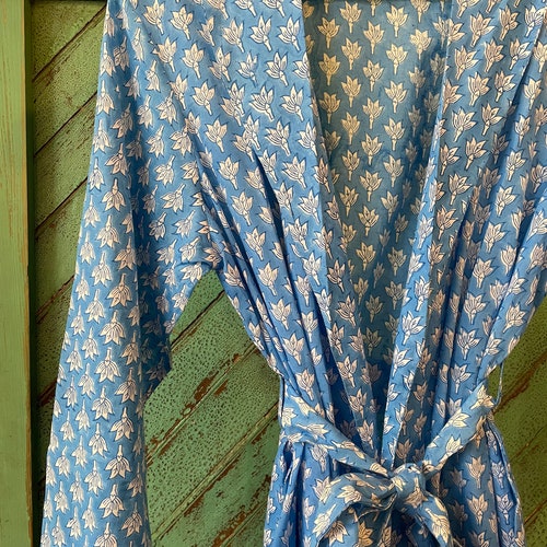 Dressing Gown/ Robe Hand Block Printed on Organic Cotton - Etsy