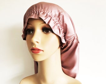 100% Mulberry Silk Sleep Bonnets, luxury 22MM Silk Hair Turban, Women Wraps, Gift for her, Sleep Cap for long Hair