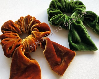 Luxury Silk Velvet Scrunches, Bowknot Hair Wrap