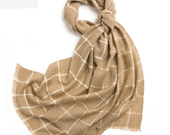 SUPER Soft Wool Scarf, Check, Pure Wool Pashmina Shawl, Wrap, Throw, FAST DELIVERY