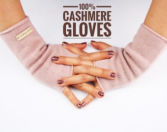 Luxury 100% Cashmere Glove Set, 2 Pairs of Glove Gift Set, Fingerless and Screen Touch Full Finger Gloves, Gift for Ladies