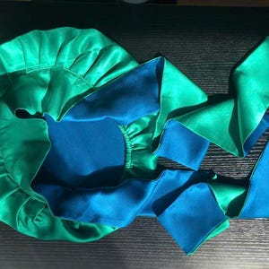 Pure Silk Reversible Sleep Bonnet ocean blue/green