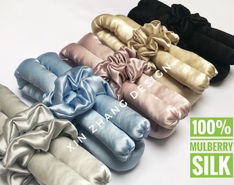 Pure Silk Curling  Ribbon,  100% Mulberry Silk Heatless Curl &  Scrunchies, Hair Curler Gift Sets