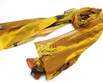 Abstract Art Silk Long Scarf, Silk Shawl Pashmina Women Wrap