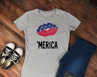 USA lips shirt/white shirt/gray shirt