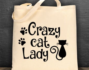 Crazy Cat Lady bag/ book bag/ tote bag/ reusable bag/ library bag/ canvas bag