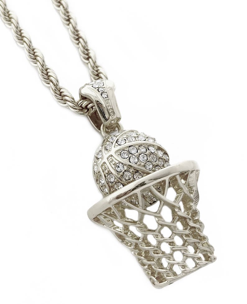 Basketball Hoop Pendant Necklace With 24 Rope Chain Etsy