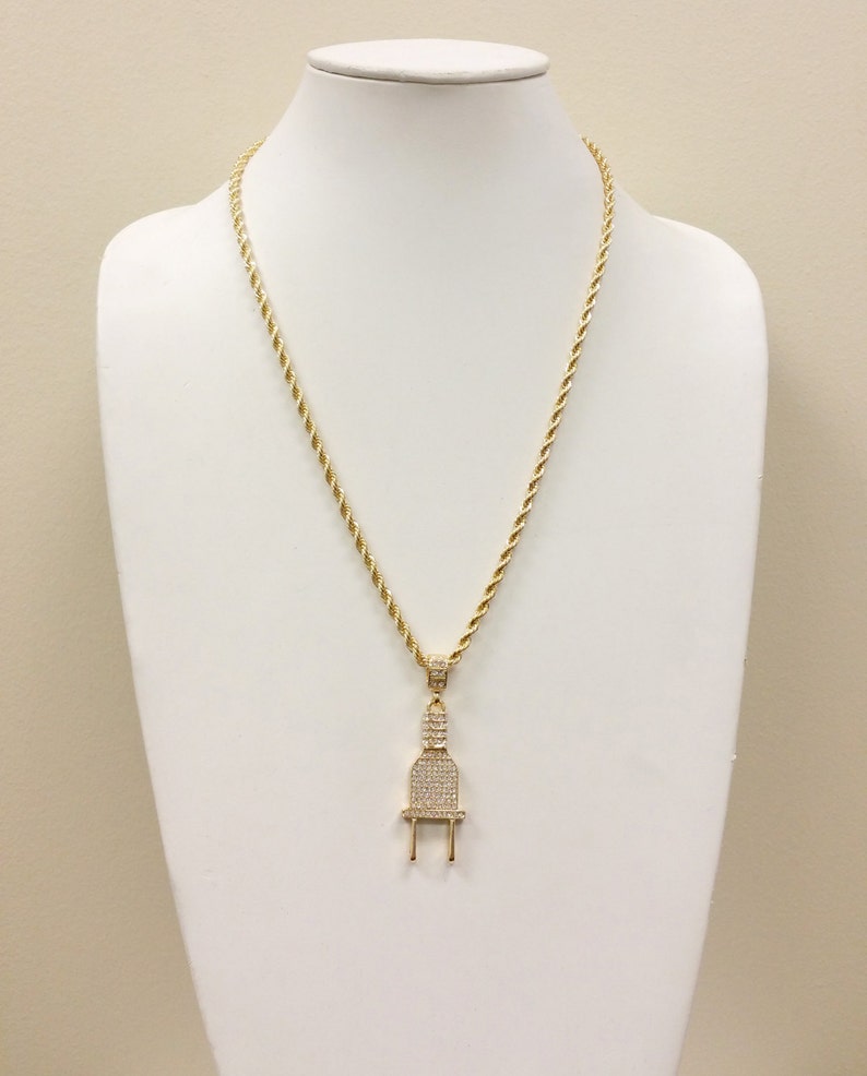 18k Gold Plated Electric Plug Pendant Necklace with 24 Etsy