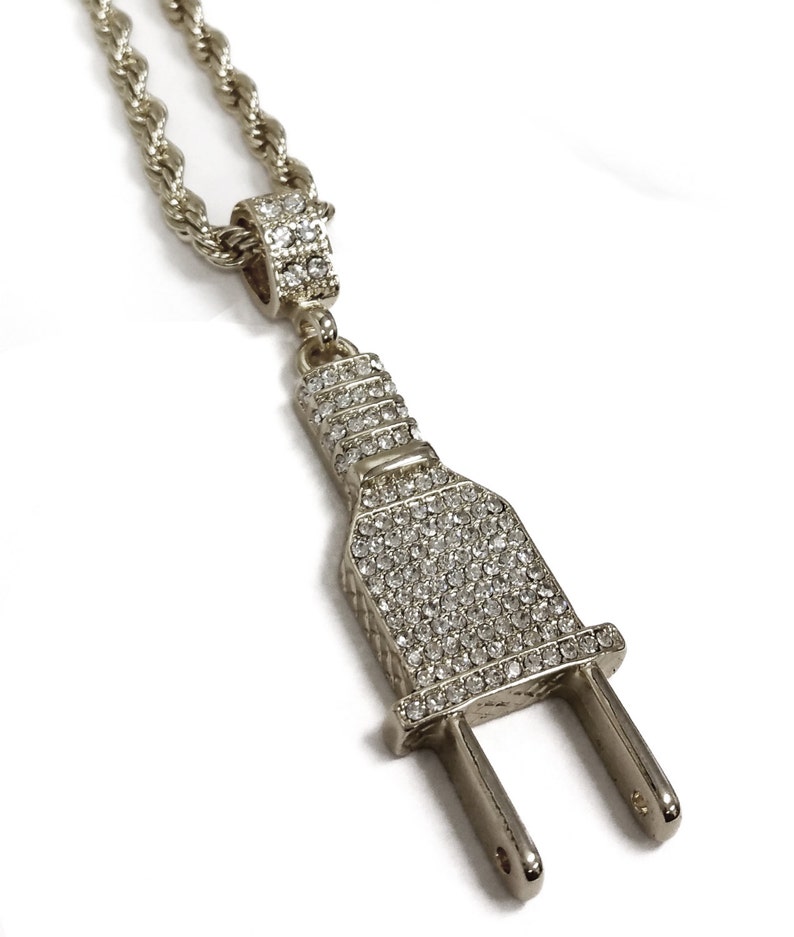 18k Gold Plated Electric Plug Pendant Necklace with 24 Etsy