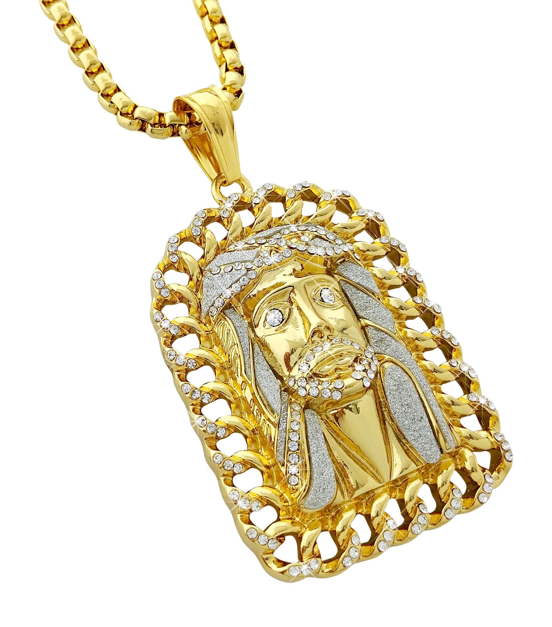 18k Gold Plated Jesus Piece Pendant 