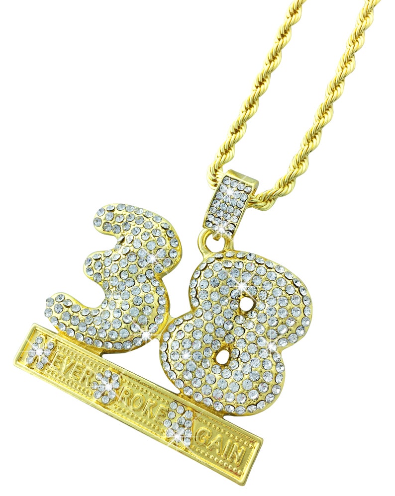 Iced Out Cz Diamond 38 Never Broke Again Pendant Necklace