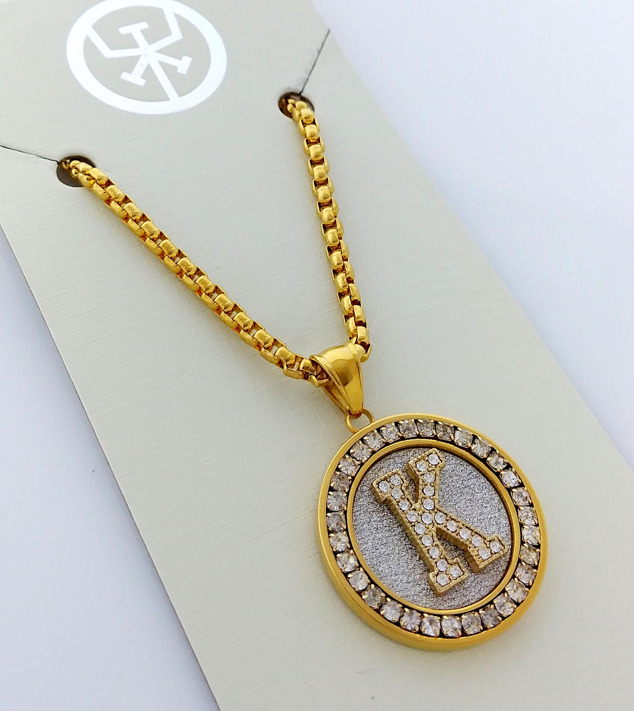 18k Gold Plated Alphabet Letter Medallion Pendant Necklace Etsy