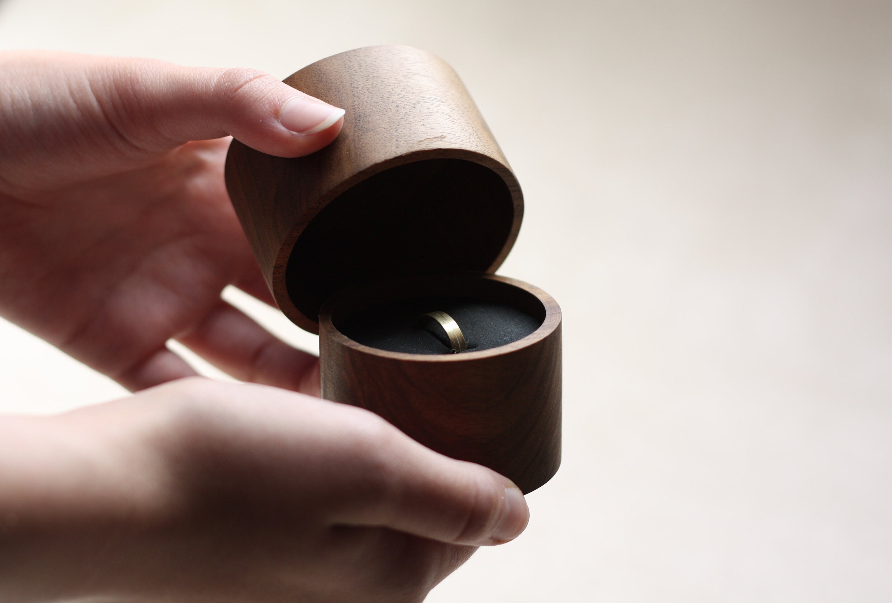 Custom Handmade European Walnut Wood Ring Box for Your Nice Proposal 66x45 mm, Wooden Ring Holder