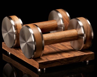 CORETEZ Dumbbells set 2x6kg made of Wood & Stainless Steel, COREFORM Natural Fitness Gift, Wooden Weights, Gym Accessories