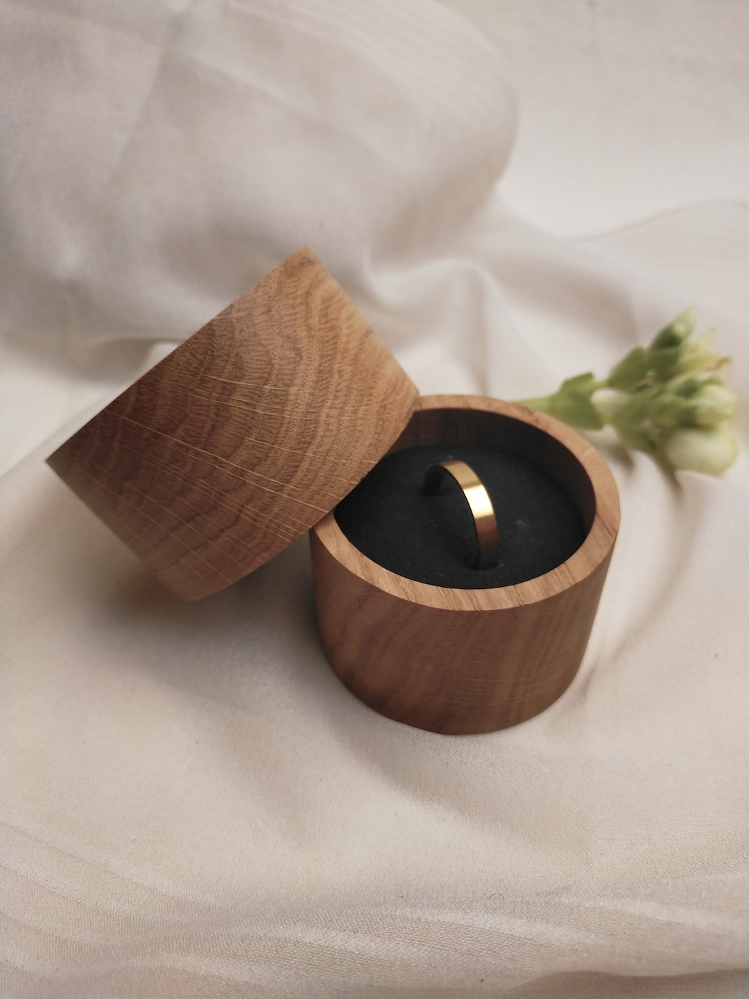 Wooden ring box jewelry organizer for proposals and wedding rings