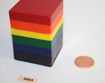 Handmade &quot;Pride Flag&quot; mutlicolor rainbow crayon (purple, blue, green, yellow, orange, red) [our stock # 6603]