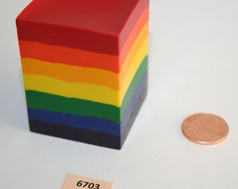 Handmade mutlicolor rainbow crayon (purple, blue, green, yellow, gold, orange, red) [our stock # 6703]