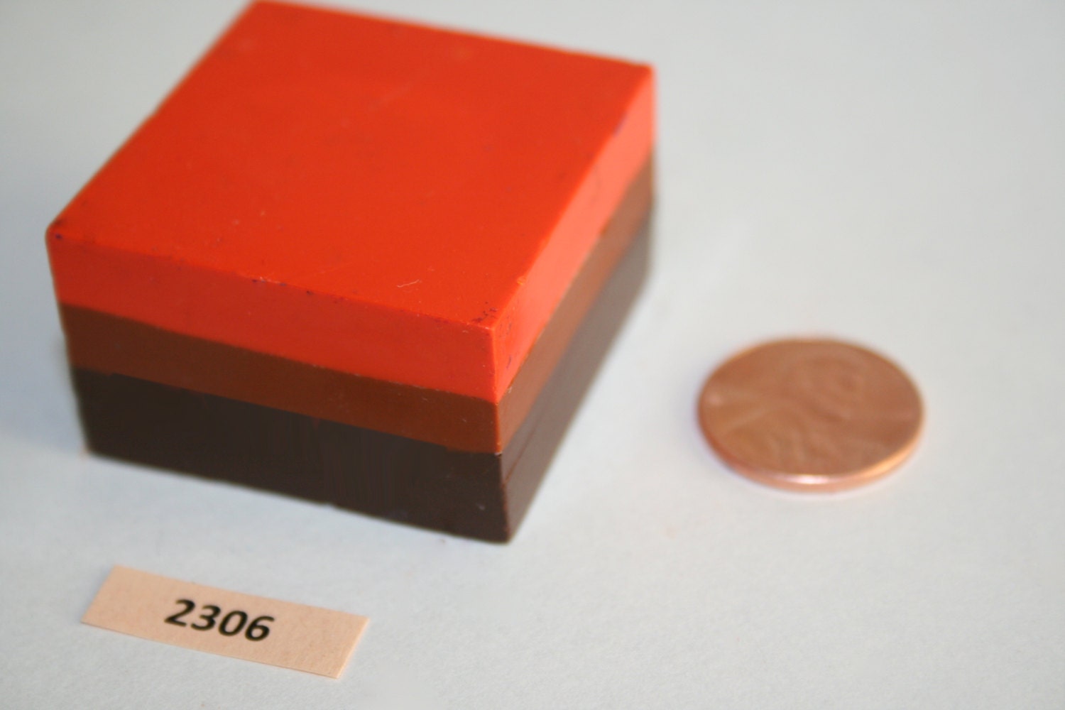Handmade mutlicolor crayon (brown, light brown, orange) [our stock # 2306]