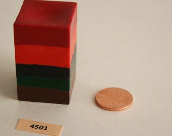 Handmade mutlicolor crayon (brown, green, purple, orange, red) [our stock # 4501]