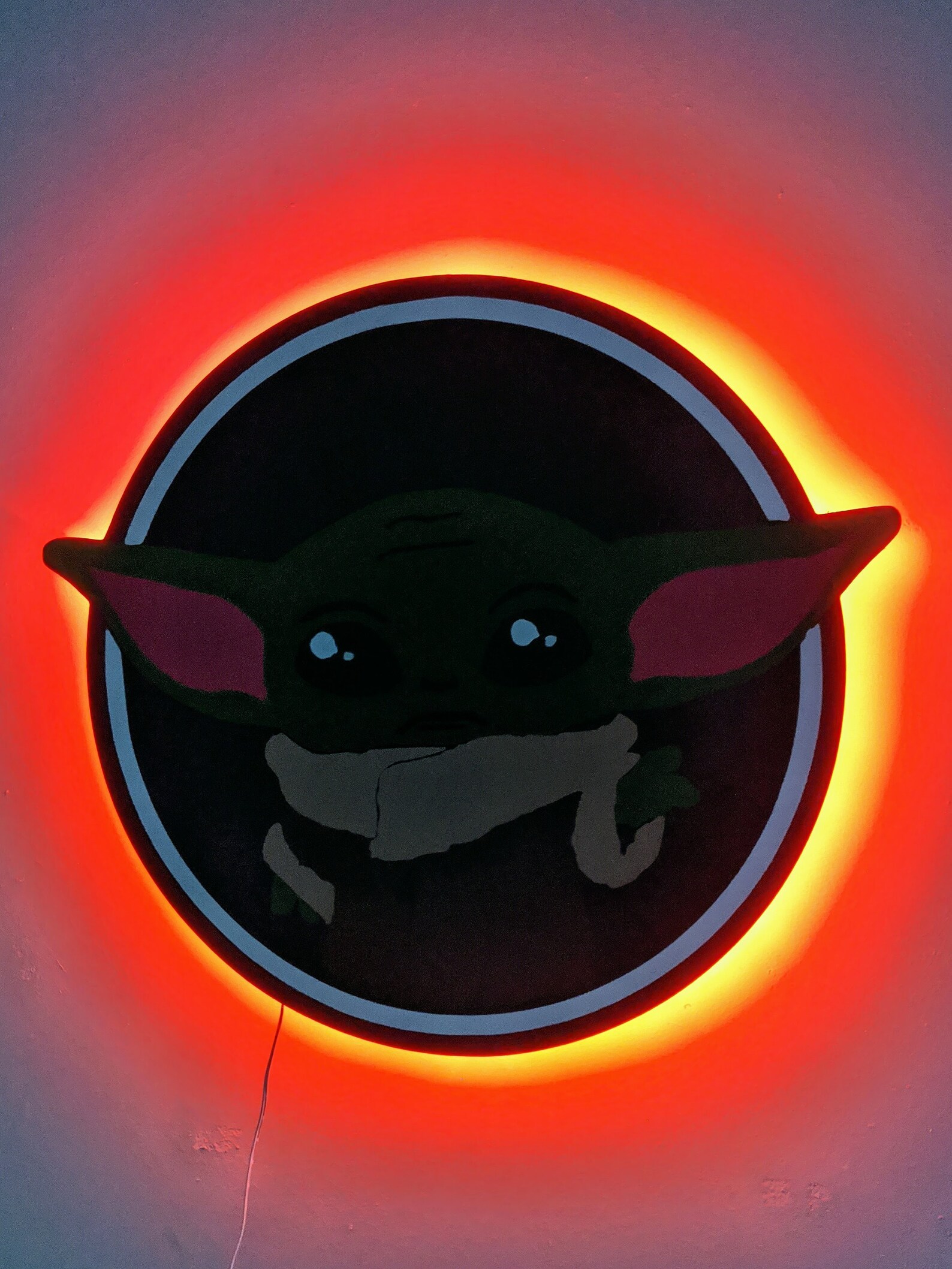 Illuminated Baby Yoda LED Wall Art Etsy
