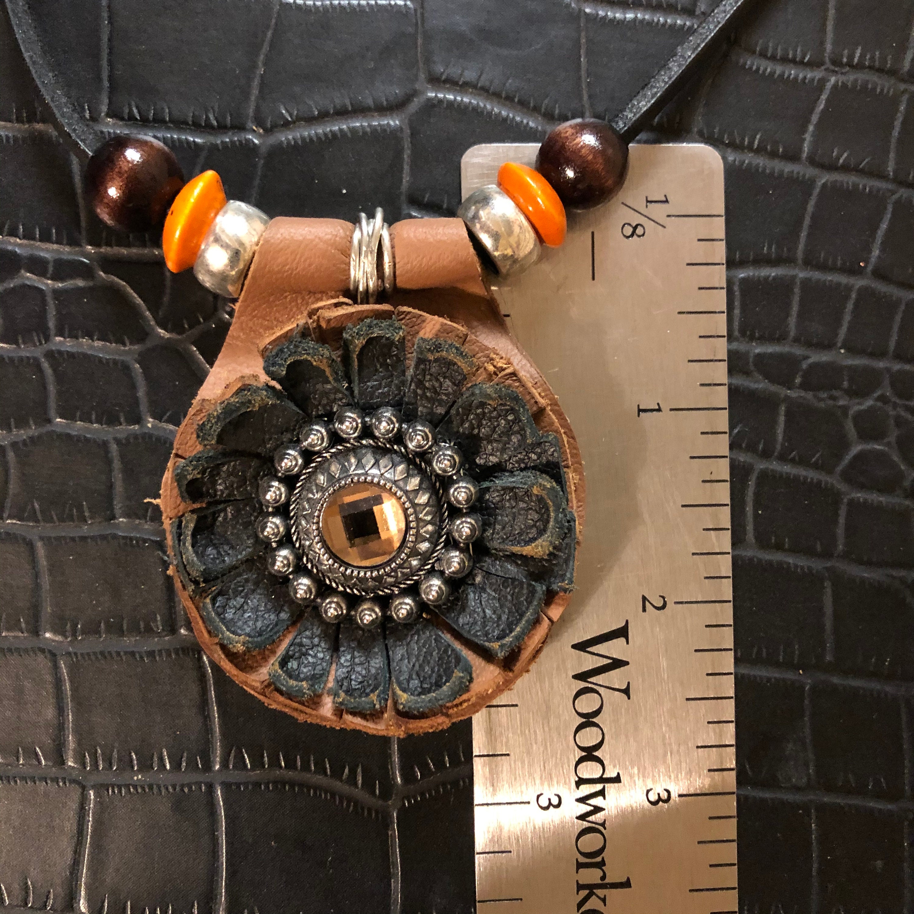 Leather Necklace handmade necklace artist made unique Etsy