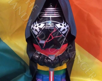 Rainbow Ren Gay Pride Kylo Ren style Star Wars unique hand painted garden gnome