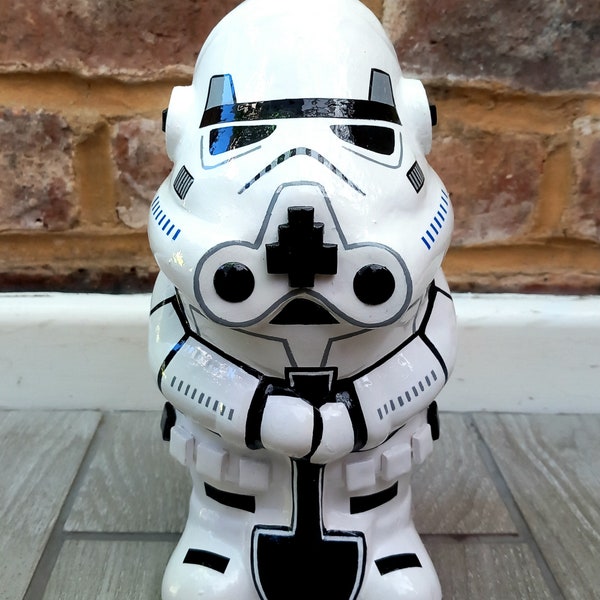 Custom Imperial Stormtrooper style Star Wars unique hand painted garden gnome