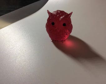 lovely OWL made of translucent pink resin