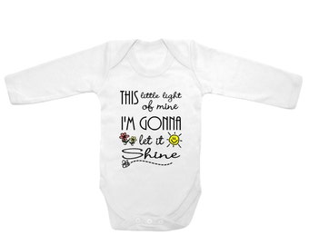 Long sleeve This little light of mine I'm gonna let it shine cute printed on The Laughing Giraffe 7.2 oz baby outfit one piece
