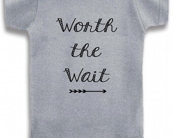 Gray Crew Neck Worth the Wait Cute Printed on The Laughing Giraffe 7.2 oz