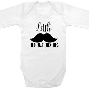 Long sleeve Little Dude cute funny printed on The Laughing Giraffe 7.2 oz baby outfit one piece image 1