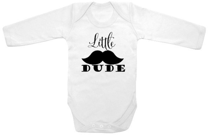 Long sleeve Little Dude cute funny printed on The Laughing Giraffe 7.2 oz baby outfit one piece image 1