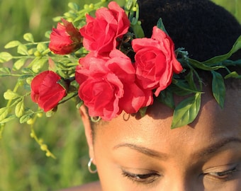Red Rose Hair Crown