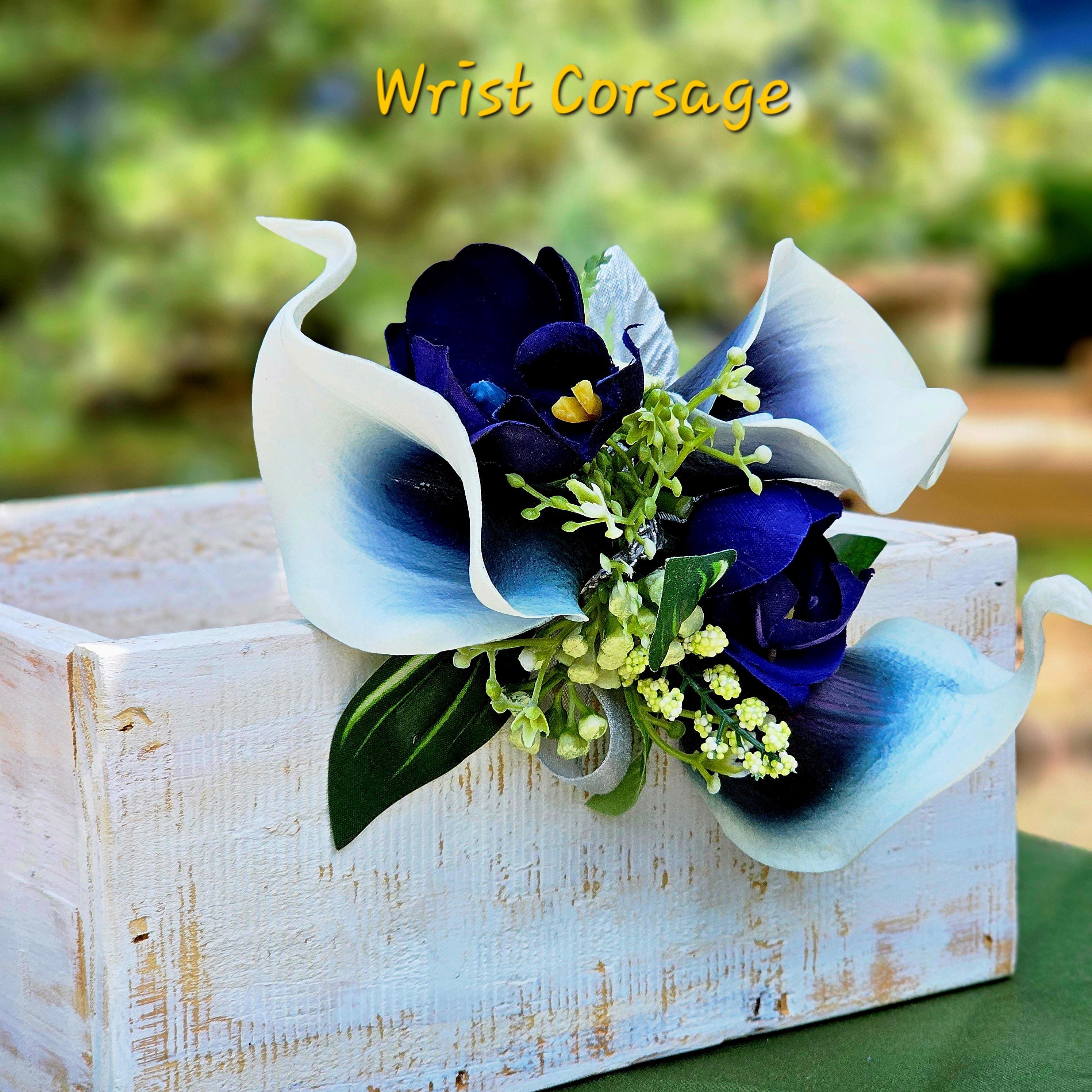 Navy Blue Picasso Calla Lily Wrist Corsage - Etsy