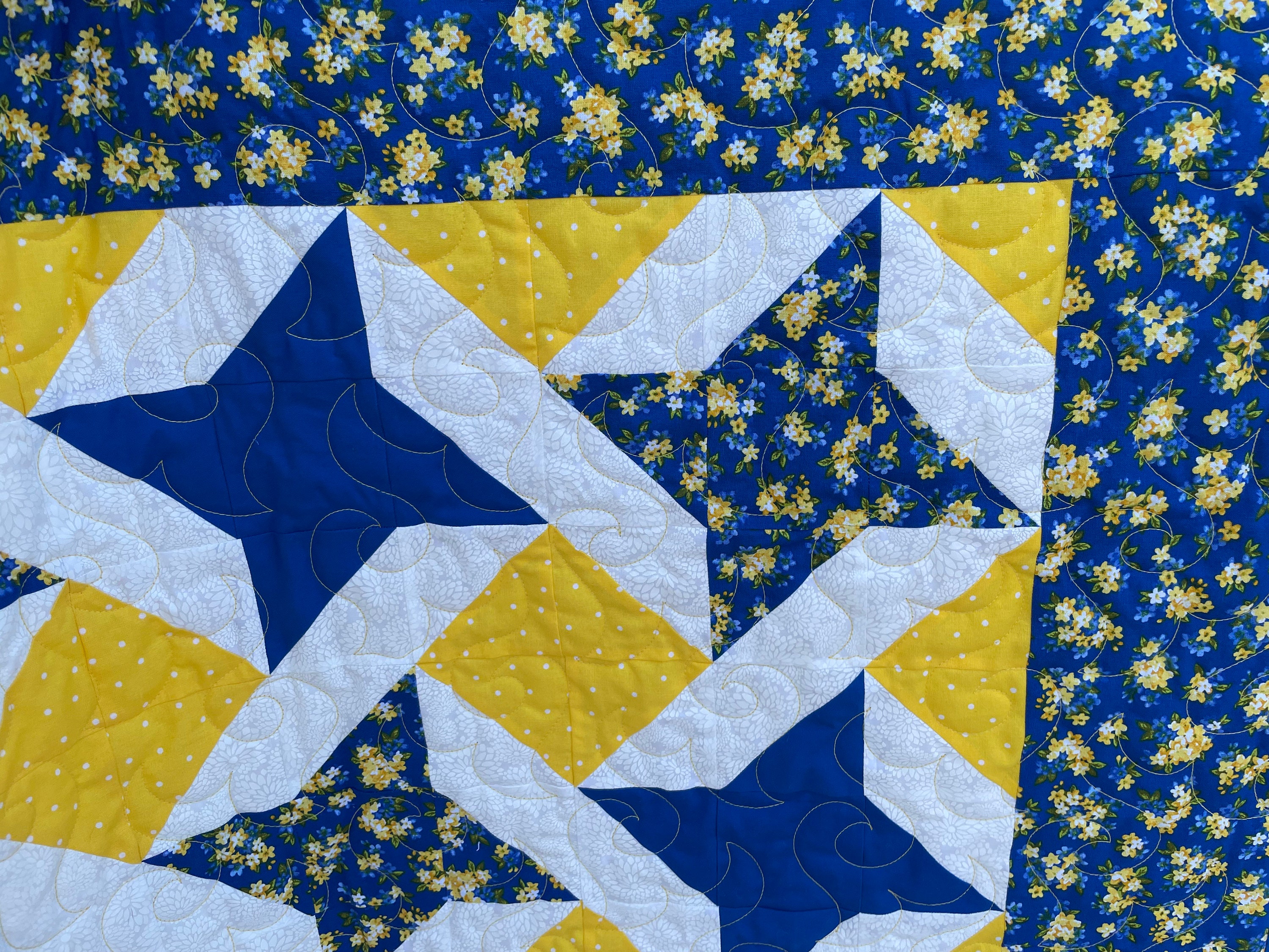 Blue & Yellow Floral Baby Quilt Etsy UK