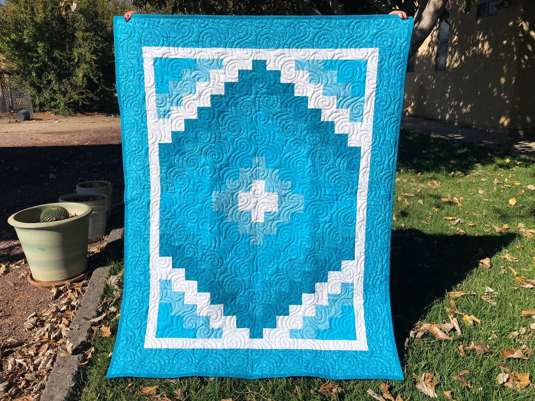 Aqua & White Baby Quilt Etsy