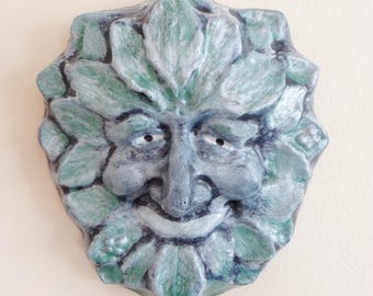 Green man Concrete Plaque - Concrete Goddess Plaque - Concrete Face - Stone Face - Concrete Garden decor - Outdoor Plaque - Concrete statue