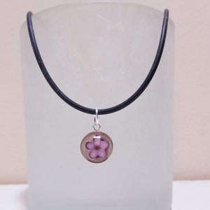 Purple flower necklace - Concrete necklace - Concrete jewelry - Girl&#39;s necklace - Children&#39;s jewelry - Sterling silver pendant